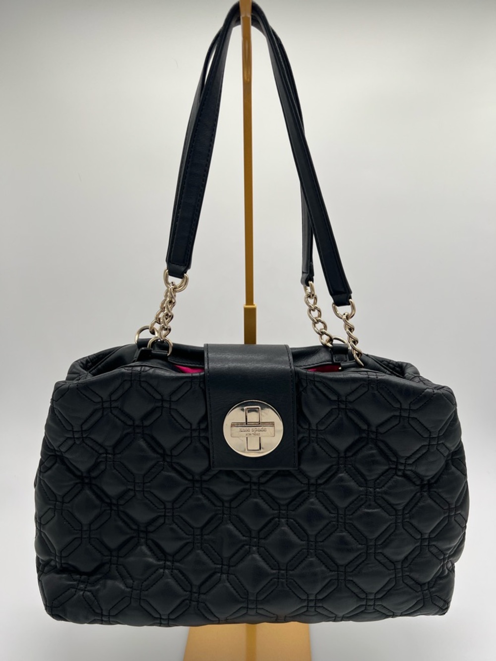 kate spade Black Quilted Shoulder Bag with Chain-Strap Handles